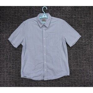 LL Bean Shirt Mens Medium Blue White Striped Slightly Fitted Seersucker Beach